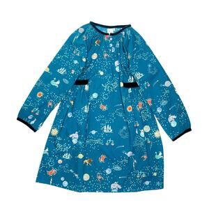 Oso & Me Teal Blue Zodiac Long Sleeve Dress Girls Size 7